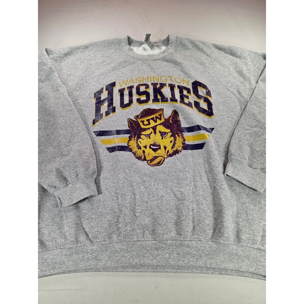 Gildan Washington Huskies Sweatshirt Mens 2XL Gray Crewneck NCAA College Graphic